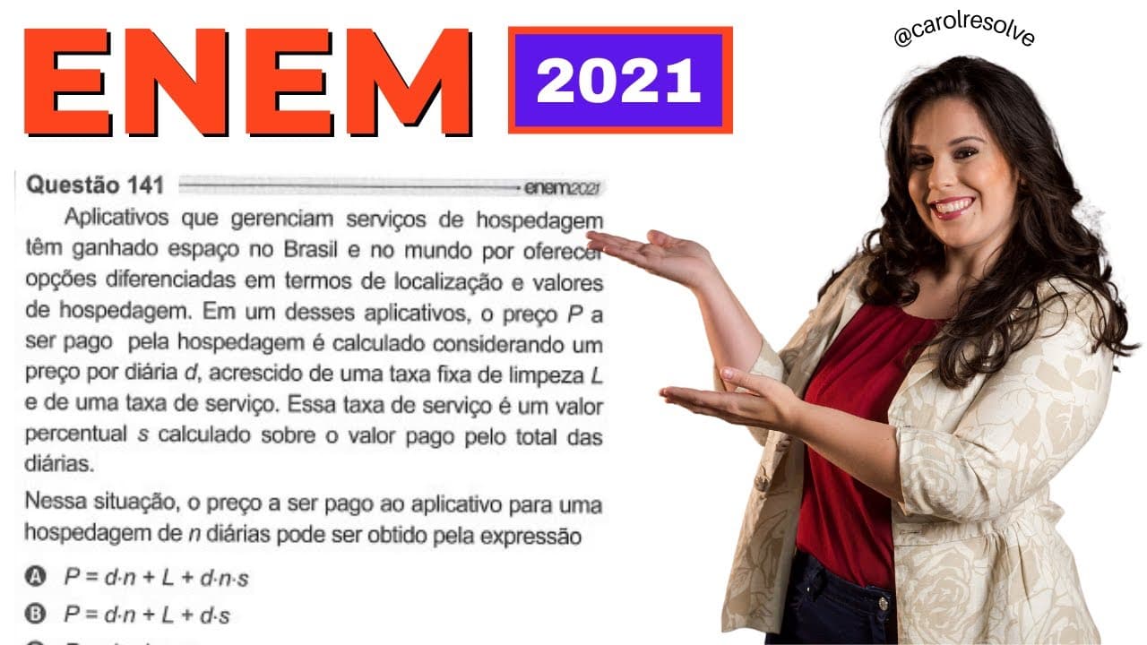 Thumbnail: Resolução ENEM 2021 | Questão 141 | Prova Azul | Aplicativos que gerenciam serviços de hospedagem