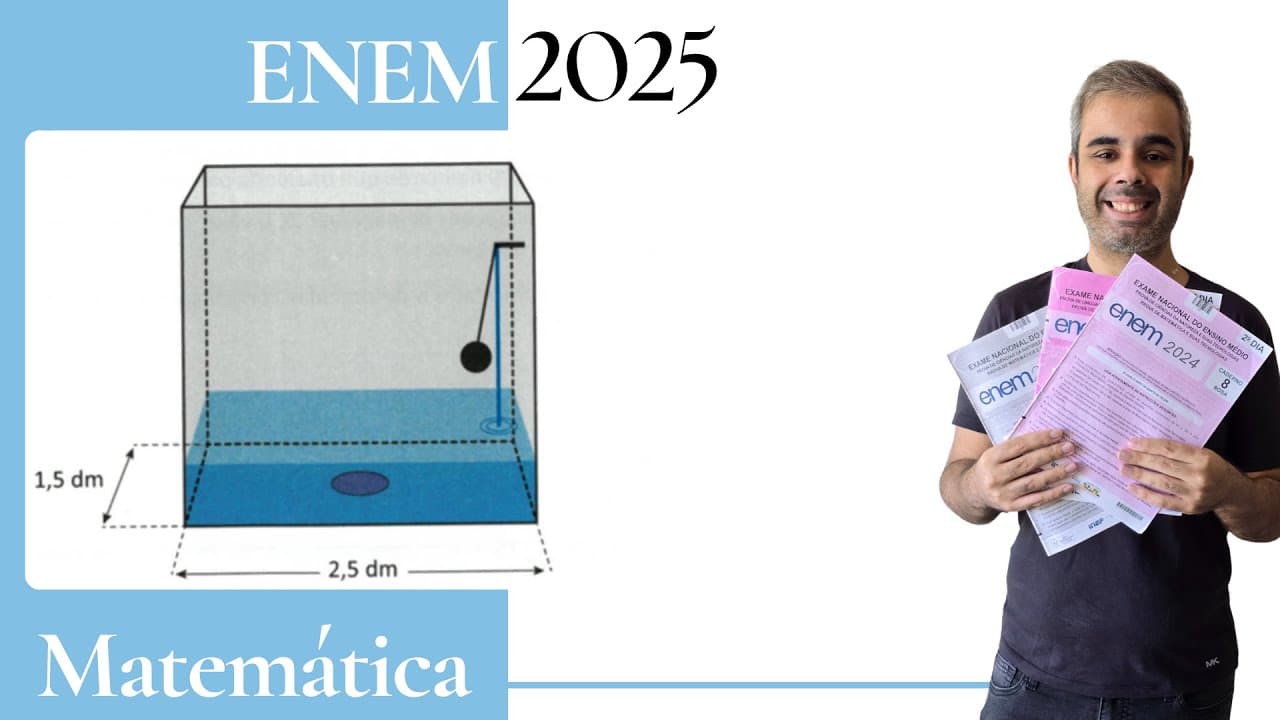 Thumbnail: ENEM 2025 - Uma caixa de descarga, acoplada a um vaso sanitário, tem a forma de paralelepípedo reto