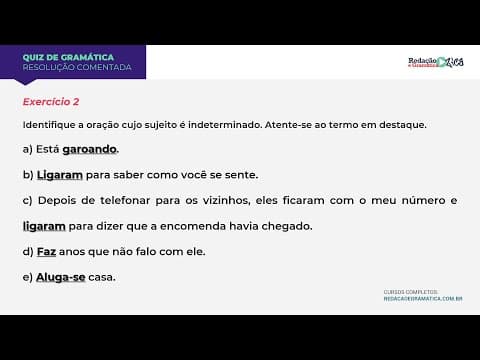 Thumbnail da aula: ANÁLISE SINTÁTICA PARA INICIANTES - RESOLUÇÃO COMENTADA DE EXERCÍCIO - Profa. Pamba