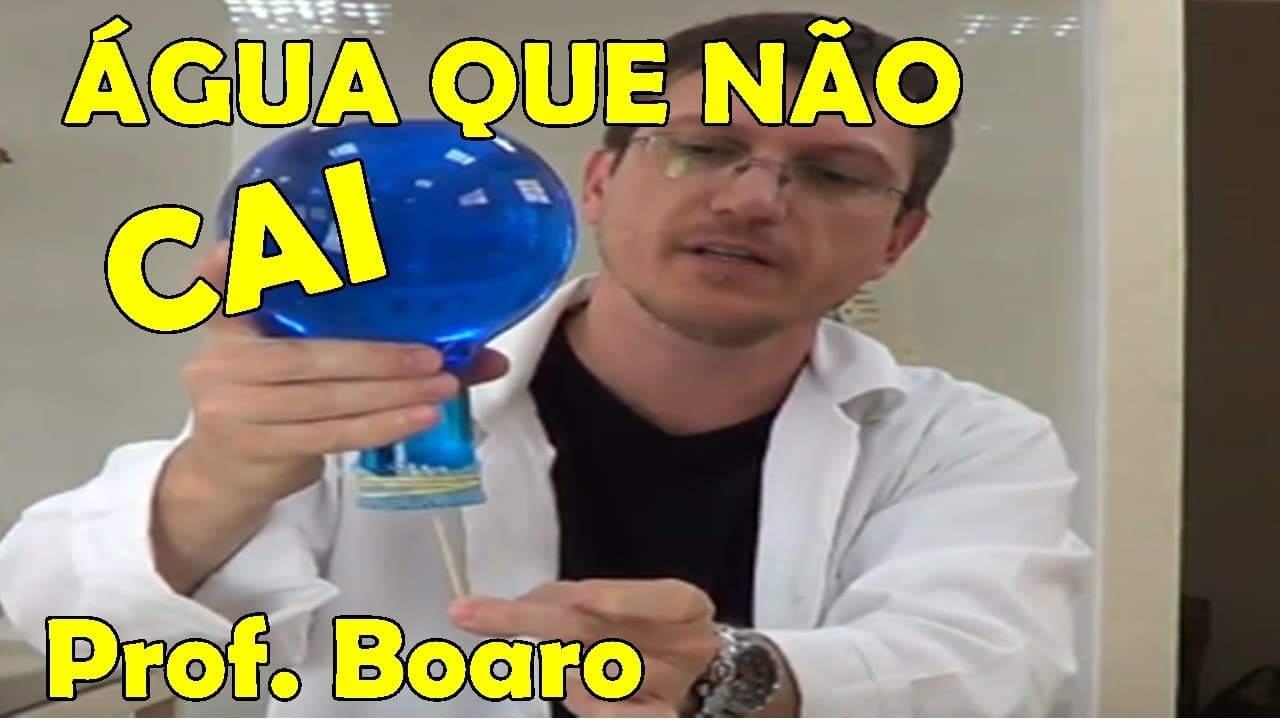 Thumbnail: ÁGUA QUE NÃO CAI - EXPERIÊNCIA DE FÍSICA - PRESSÃO E TENSÃO SUPERFICIAL - Prof  Boaro