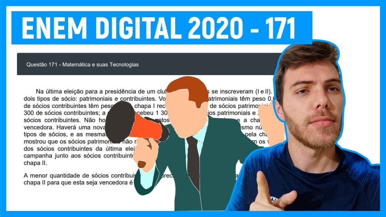 Thumbnail: 🛑EQUAÇÕES (MACETE) - Questão 171  Enem DIGITAL 2020 -  Na última eleição para a presidência de