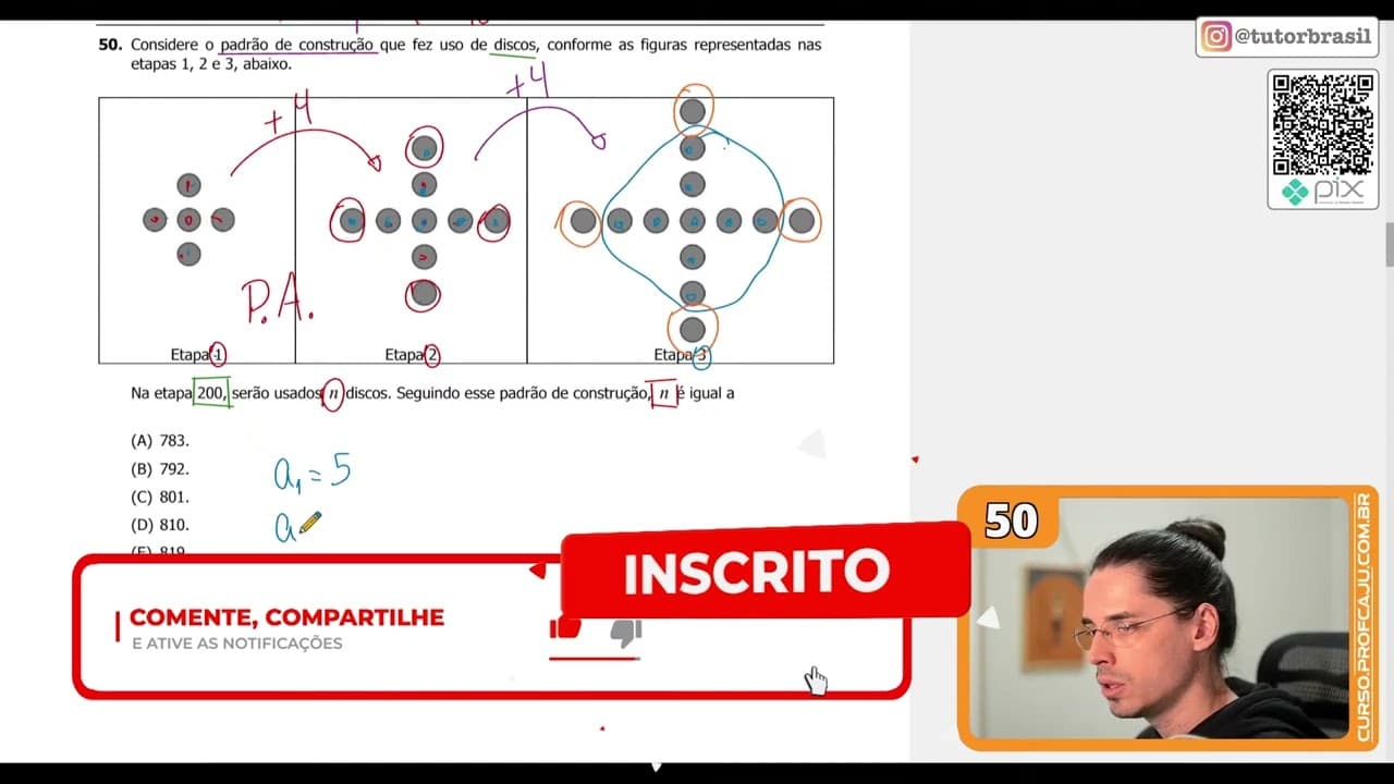 Thumbnail: [UFRGS 2022] 50 - Considere o padrão de construção que fez uso de discos, conforme as figuras