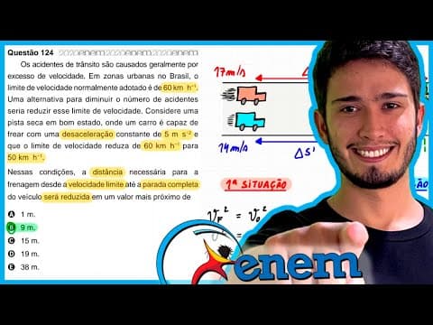 Thumbnail da aula: ENEM 2020 PPL - Os acidentes de trânsito são causados geralmente por excesso de velocidade. Em zonas