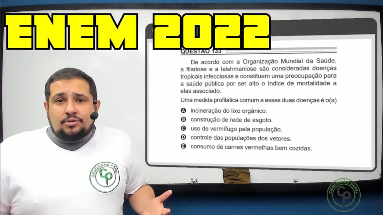 Thumbnail: ENEM 2022 - De acordo com a Organização Mundial da Saúde, a filariose e a leishmaniose são