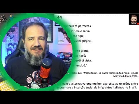 Thumbnail da aula: FUVEST - Imigrantes italianos e sua cultura