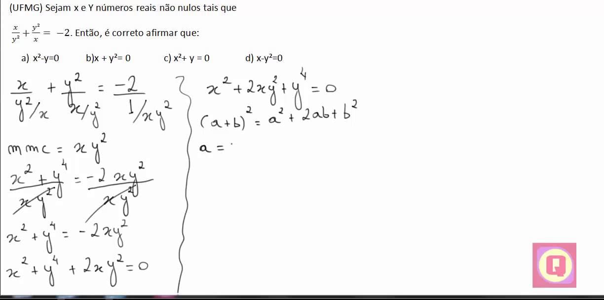 Thumbnail: aula Exercício de matemática- produtos notáveis- UFMG-Exercício de Matemática Resolvido