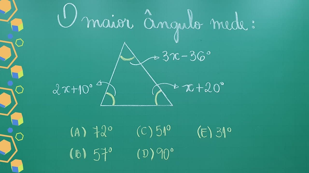 Thumbnail: O MAIOR ÂNGULO MEDE? ∣ TRIÂNGULO - SOMA DOS ÂNGULOS INTERNOS @professoraangelamatematica
