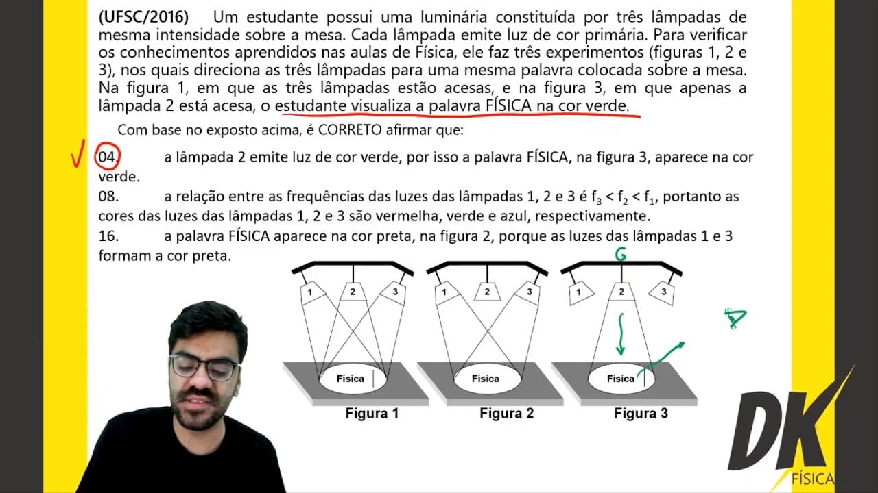 Thumbnail: (UFSC/2016) Um estudante possui uma luminária constituída por três lâmpadas de mesma intensidade