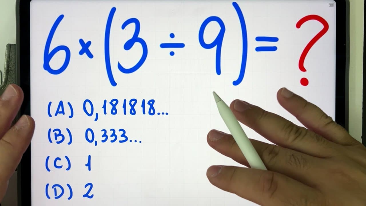 Thumbnail: 🤯 MATEMÁTICA BÁSICA DESBUGADA 6×(3÷9) = ??? Expressão numérica bugante! Você consegue?
