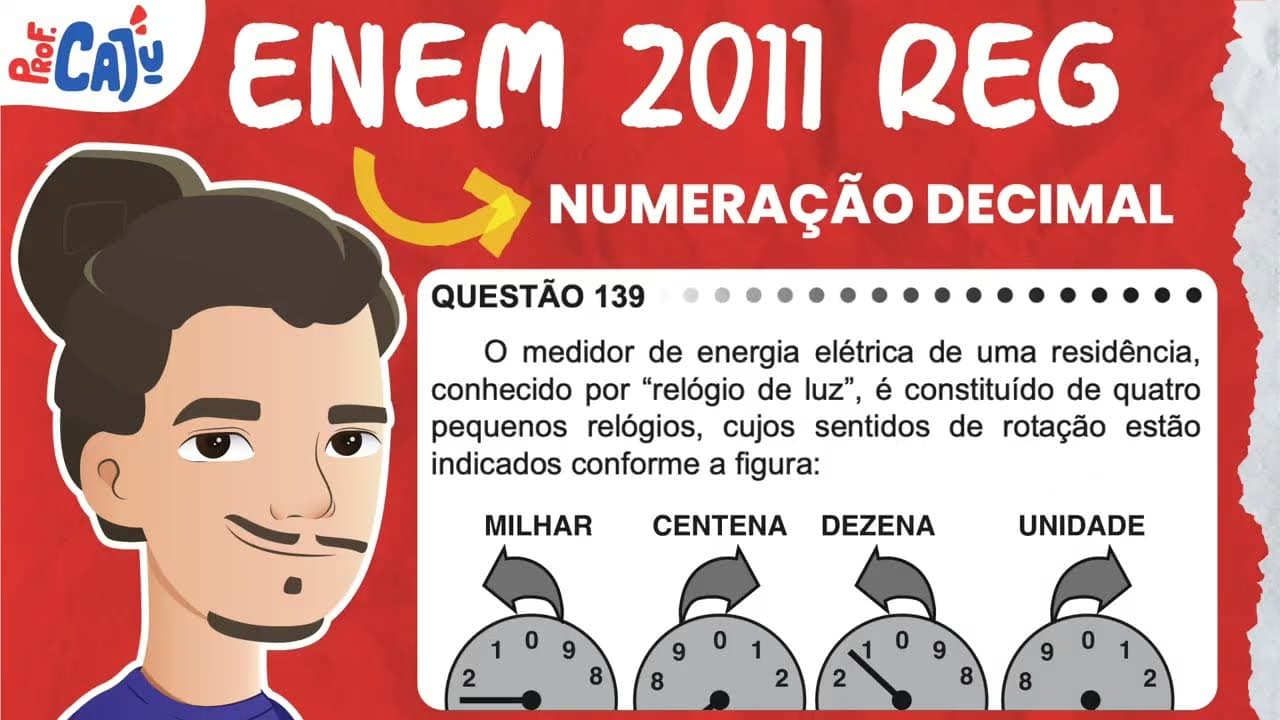 Thumbnail: [ENEM 2011] 139 📘 SISTEMA DE NUMERAÇÃO DECIMAL O medidor de energia elétrica de uma residência