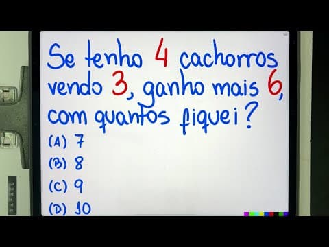 Thumbnail da aula: 🐶 Se tenho 4 CACHORROS vendo 3, GANHO mais 6, com QUANTOS fiquei? Você consegue resolver?