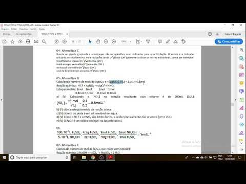 Thumbnail da aula: Resolução da lista de Titulação - prof. Márcio 14/05/2020