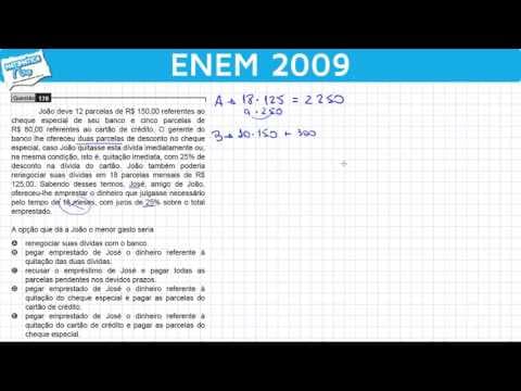 Thumbnail da aula: ENEM 2009 Matemática #43 - Matemática Financeira, Dívida e Porcentagem