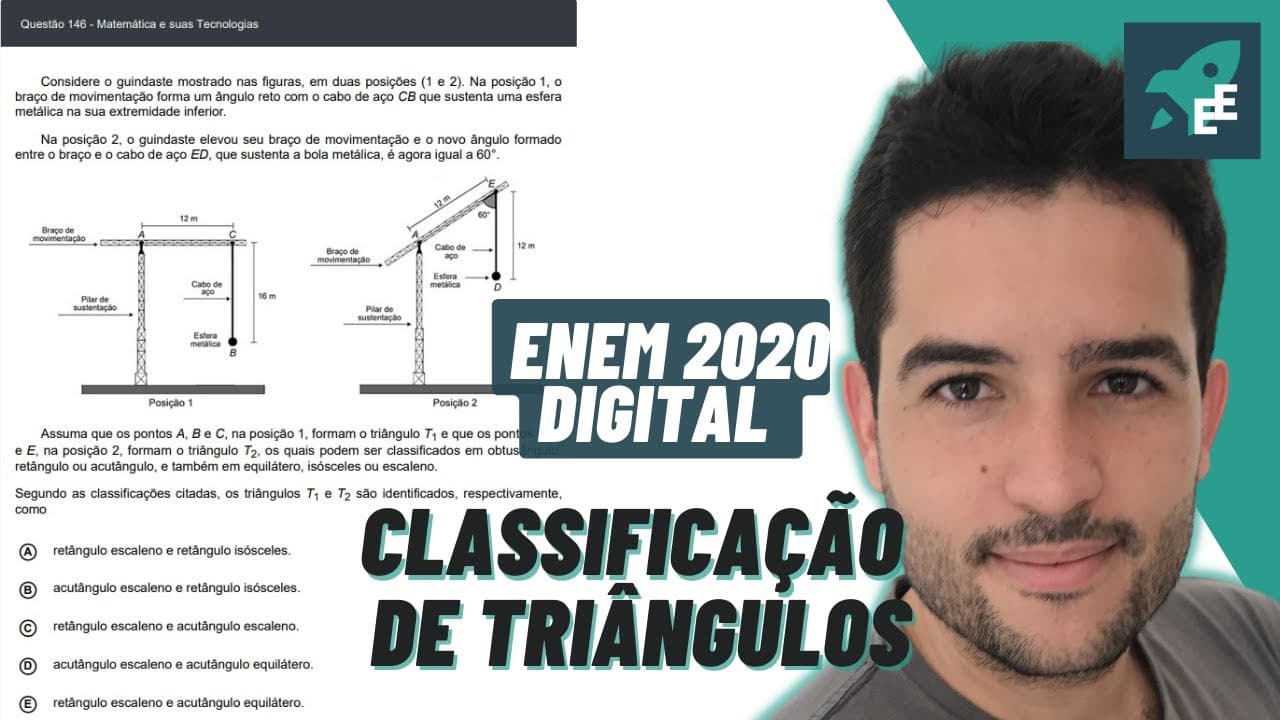Thumbnail: Considere o guindaste mostrado nas figuras, em duas - MATEMÁTICA EXATAS ENEM 2020 DIGITAL