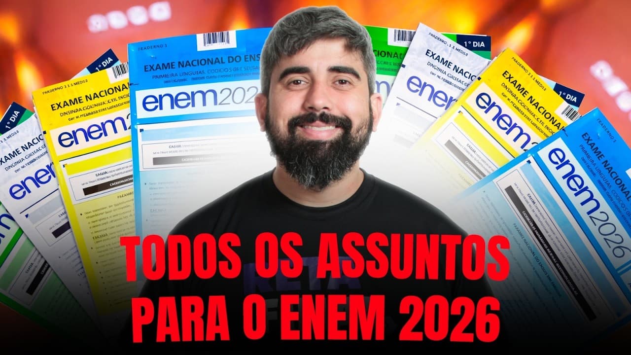 Thumbnail: O QUE ESTUDAR PARA O ENEM 2026? (TODAS AS MATÉRIAS)