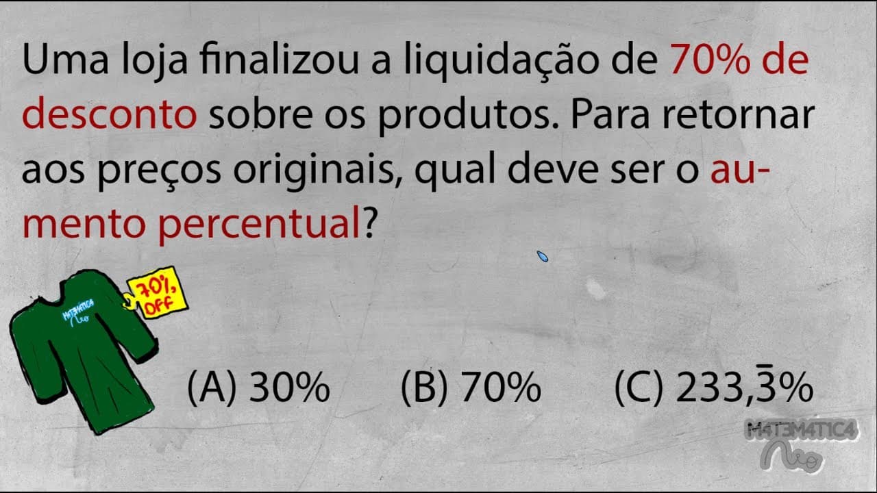 Thumbnail: PROBLEMA DE PORCENTAGEM: Desconto e Aumento Percentual