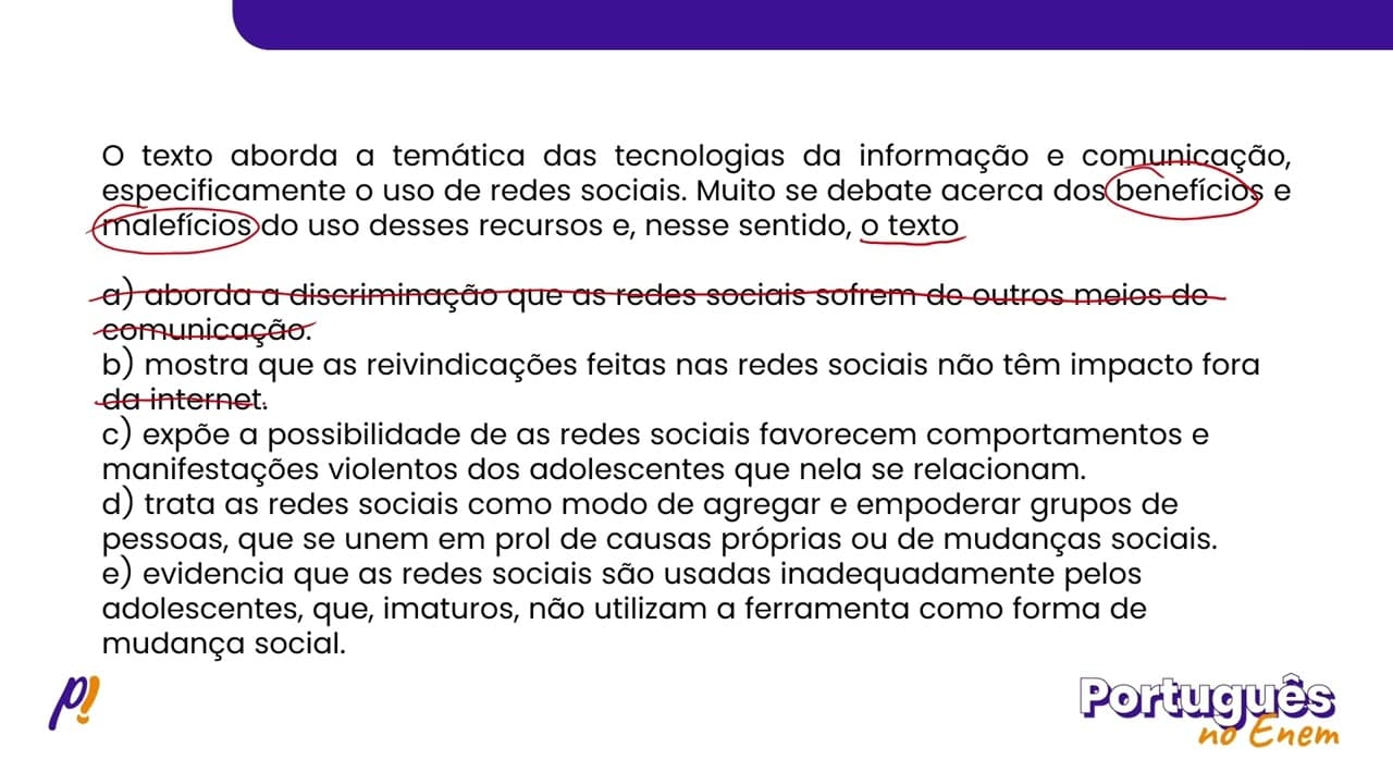 Thumbnail: ENEM 2019 - ESTUDOS DO SENTIDO | Na semana passada, os alunos do colégio do meu filho se mobiliza...