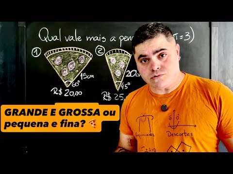 Thumbnail da aula: 🍕 GRANDE E GROSSA ou pequena e fina? Qual PEDAÇO DE PIZZA vale mais a pena comprar?