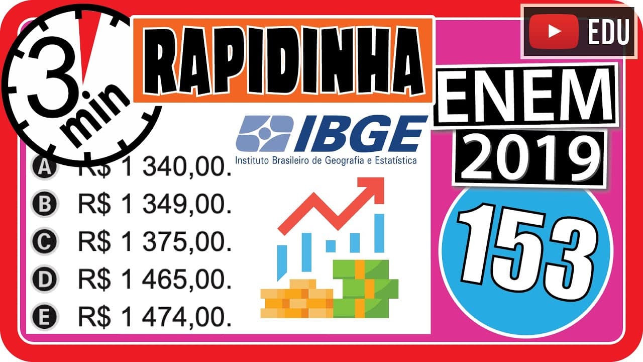 Thumbnail: 🏃[ENEM 2019] 153 📘 PORCENTAGEM Segundo o Instituto Brasileiro de Geografia e Estatística (IBGE)