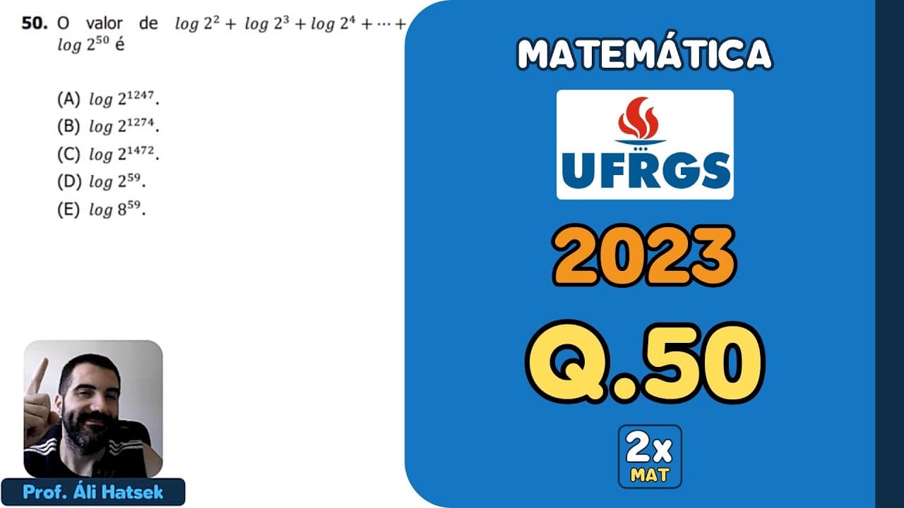 Thumbnail: Resolução Matemática UFRGS 2023 - Questão 50 | Matemática em Dobro