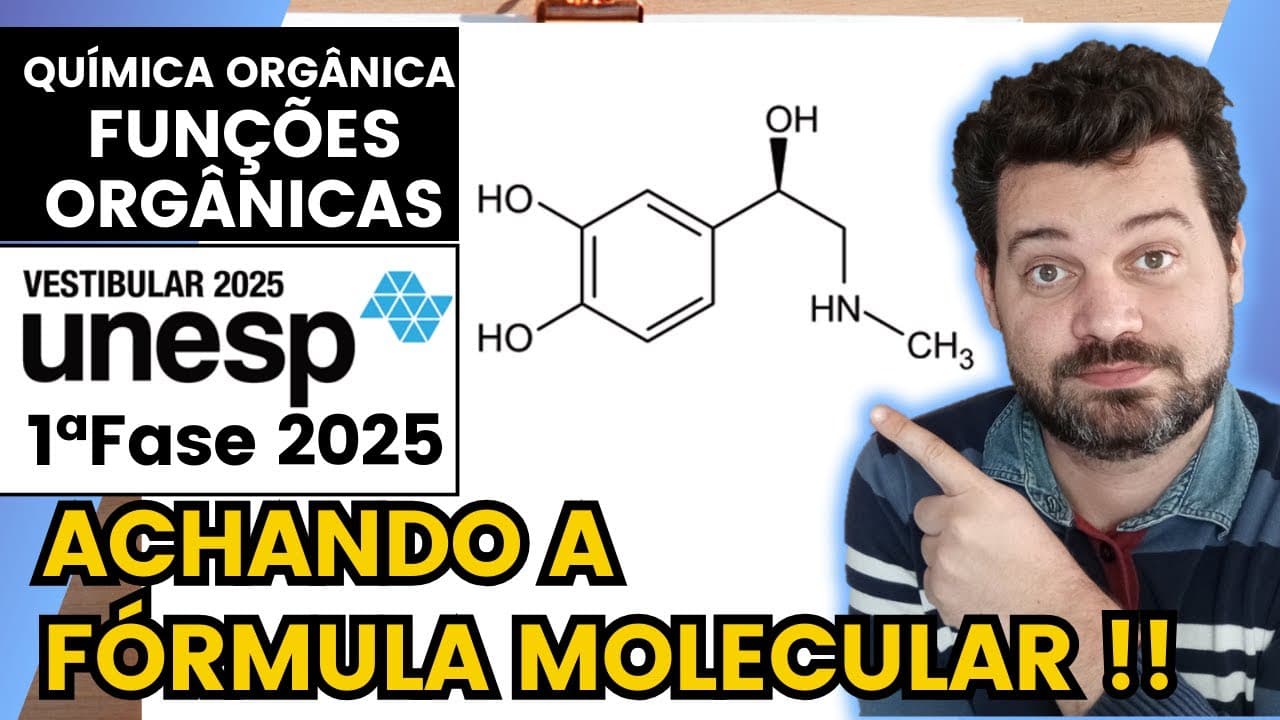 Thumbnail: ✏️UNESP 2025 | Analise a fórmula que representa a estrutura molecular da adrenalina.