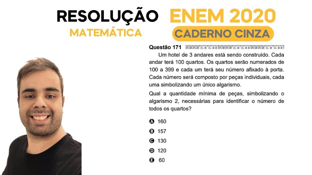 Thumbnail: ENEM 2020 \ MATEMÁTICA - Questão 171, CADERNO CINZA – Um hotel de três andares está sendo construído
