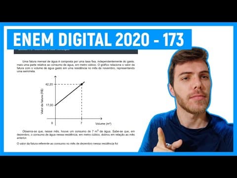 Thumbnail da aula: 🛑 EQ. 1º GRAU - Questão 173 Enem DIGITAL 2020 -  Uma fatura mensal de água é composta por uma
