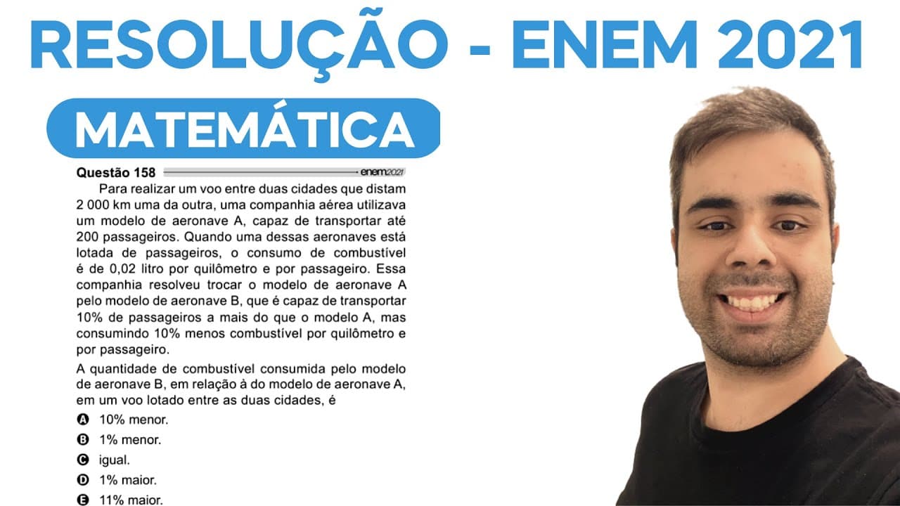 Thumbnail: ENEM 2021 – Para realizar um voo entre duas cidades que distam 2000 km uma da outra, uma companhia