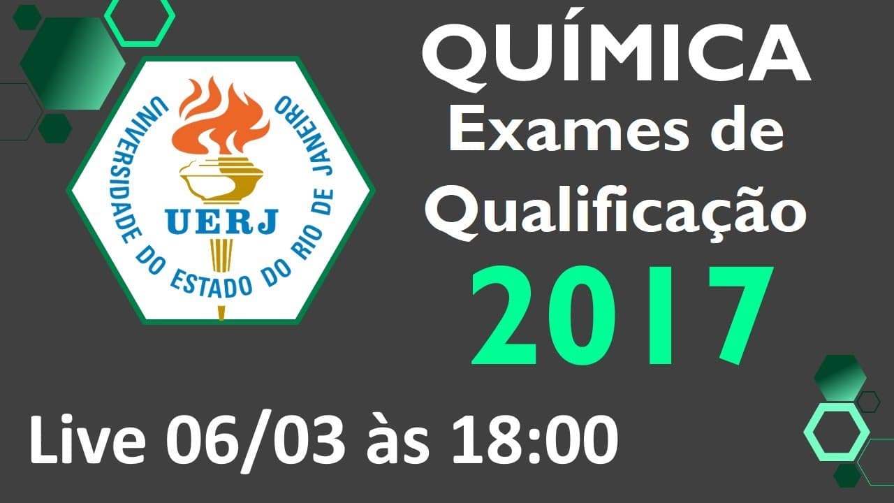 Thumbnail: Revisão de QUÍMICA para a UERJ 2021 - Resolvendo as questões dos Exames de  Qualificação de 2017