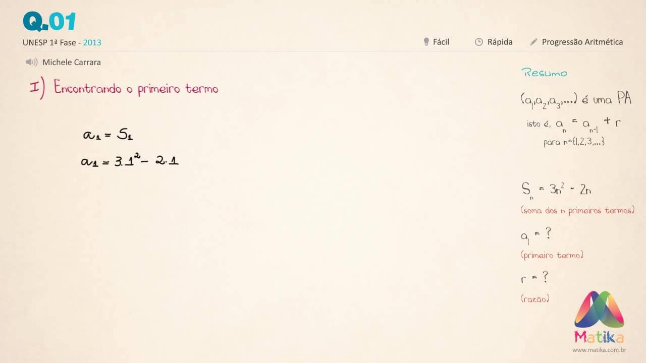 Thumbnail: (matika) Matemática - Unesp 2013- Questão 01