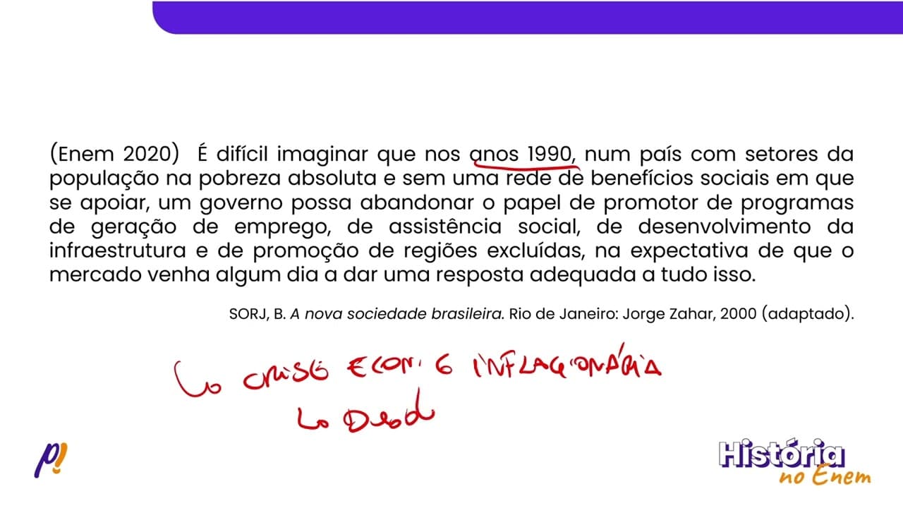 Thumbnail: ENEM 2020 - NOVA REPÚBLICA DO BRASIL | É difícil imaginar que nos anos 1990, num país com setores...