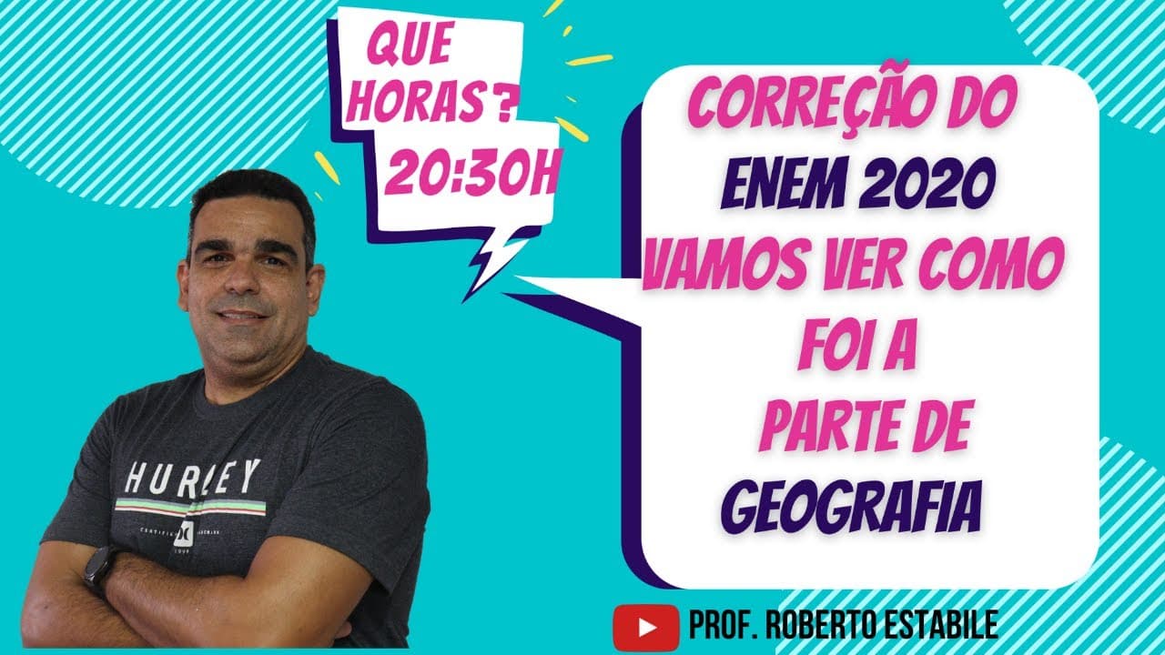 Thumbnail: LIVE DE CORREÇÃO DO ENEM 2020 - QUESTÕES DE GEOGRAFIA