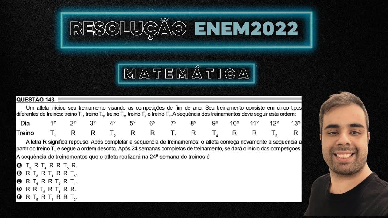 Thumbnail: ENEM 2022 Um atleta iniciou seu treinamento visando as competições de fim de ano. Seu treinamento