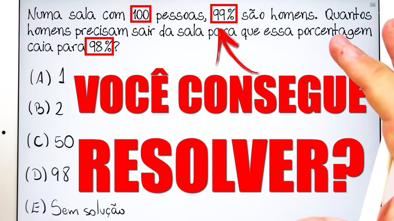 Thumbnail: 😱 Questão de Concurso Público 👀 PORCENTAGEM COM RACIOCÍNIO LÓGICO BUGANTE PRA NUNCA MAIS ERRAR 😉