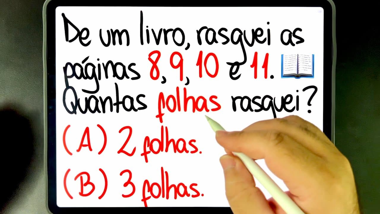Thumbnail: 🔥 RACIOCÍNIO LÓGICO MATEMÁTICO NAS PÁGINAS DE UM LIVRO! Você consegue resolver?