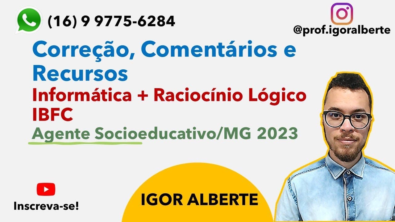 Thumbnail: Correção e Recursos Socioeducativo 2023 - Raciocínio Lógico e Informática