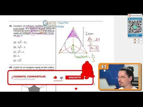Thumbnail da aula: [UFRGS 2018] 41 - Considere um triângulo equilátero circunscrito a um círculo. Se a distância de