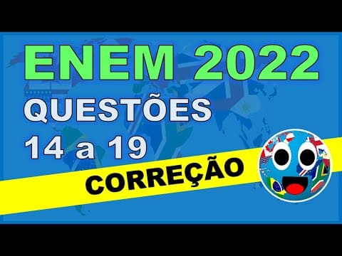 Thumbnail da aula: Enem 2022: Questões 14 a 19 - Linguagens Correção (língua e preconceitos, publicidade, resenha etc.)