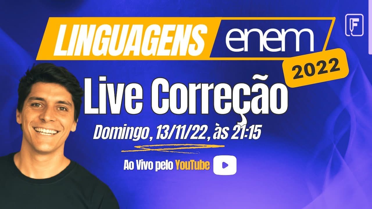 Thumbnail: ENEM 2022 - Correção Ao Vivo de LINGUAGENS (domingo 21h15)