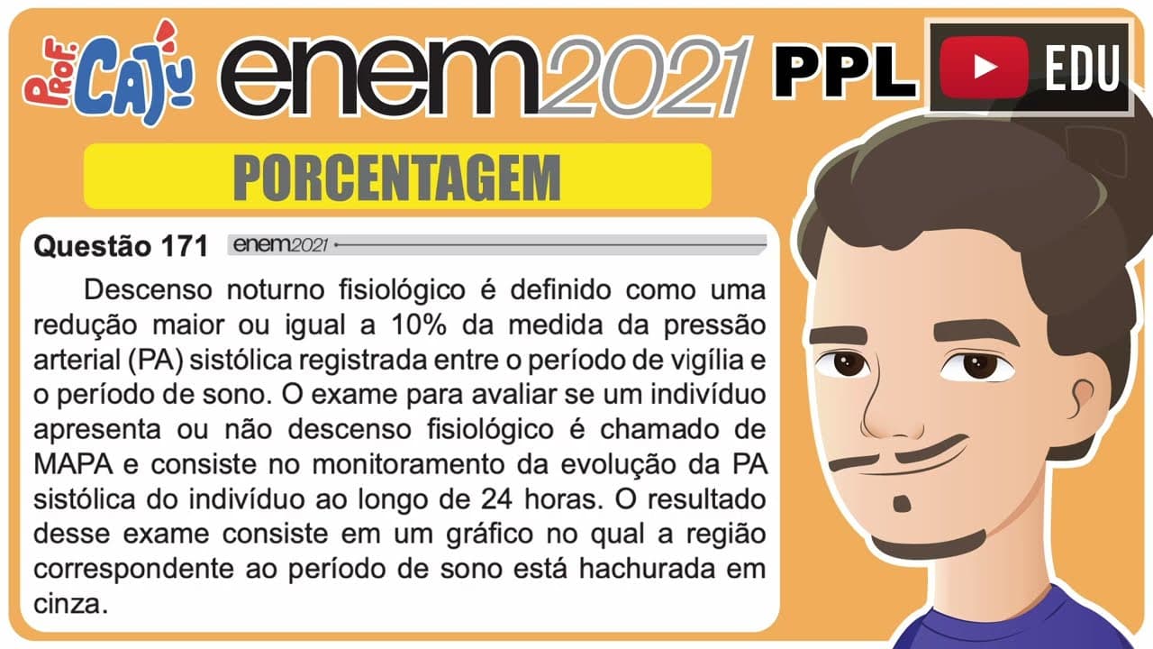 Thumbnail: [ENEM 2021 PPL] 171 📘 PORCENTAGEM Descenso noturno fisiológico é definido como uma redução maior ou