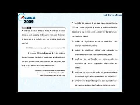 Thumbnail da aula: Enem 2009 (PPL): compreensão de textos (prosa - Clarice Lispector).