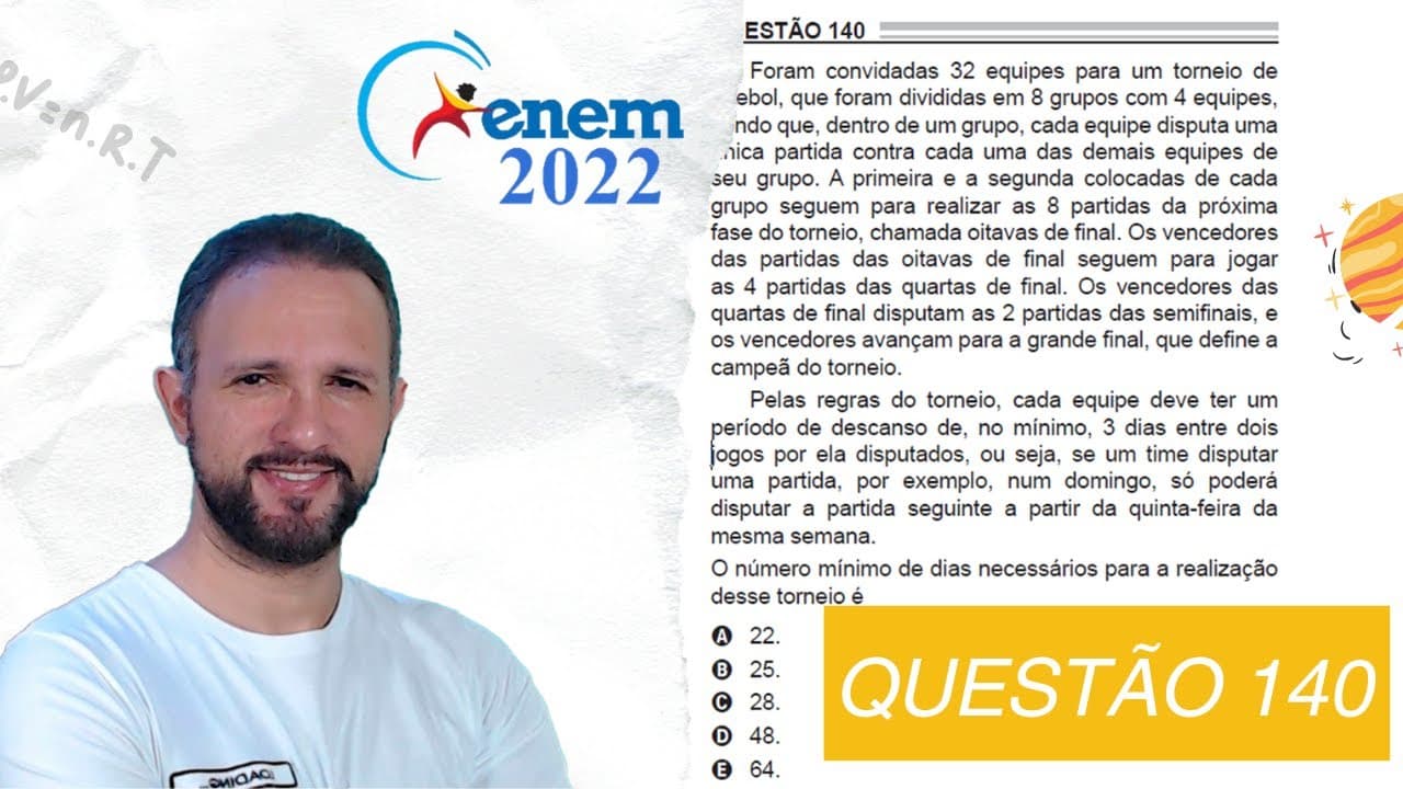 Thumbnail: RESOLUÇÃO DO ENEM 2022 | MATEMÁTICA | CADERNO AZUL - Questão 140