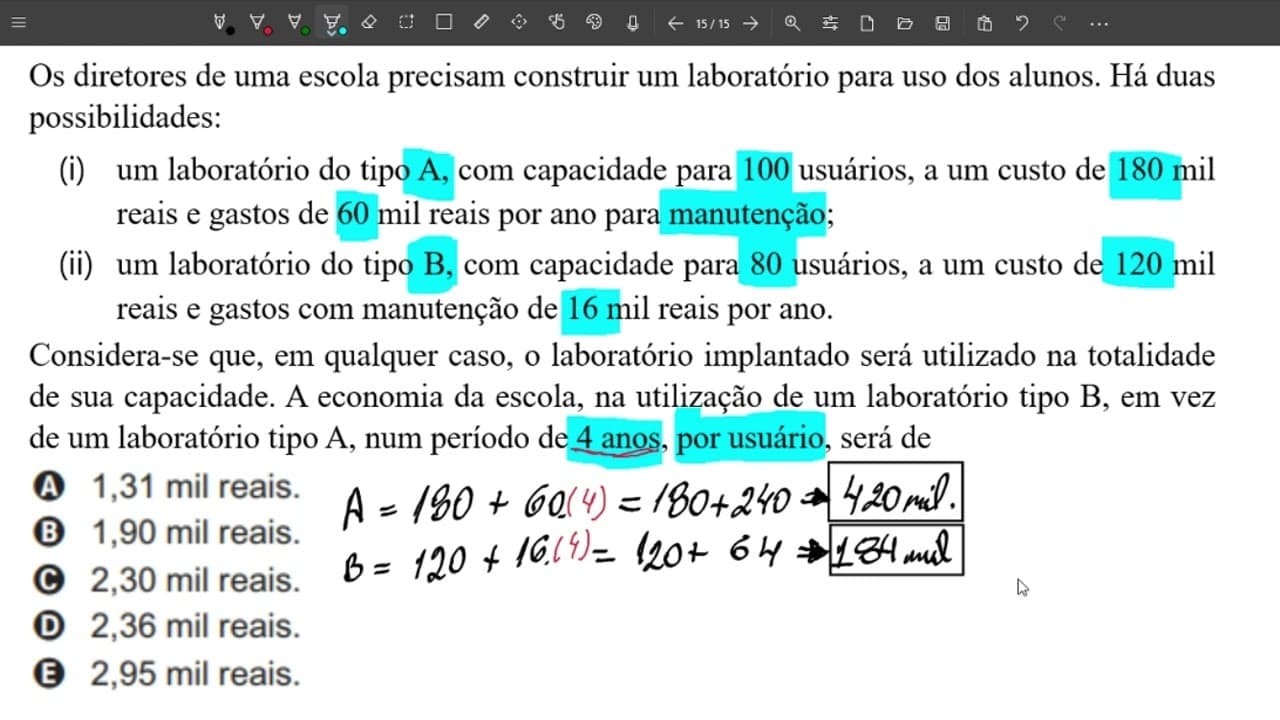 Thumbnail: ENEM 2021 Os diretores de uma escola precisam construir um laboratório para uso dos alunos ...