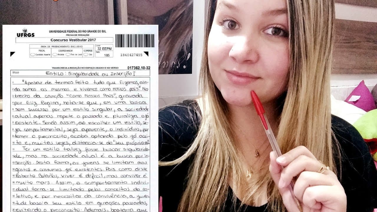 Thumbnail: Minha redação da UFRGS- 2017. Quanto tirei? O que esperar da prova de redação?