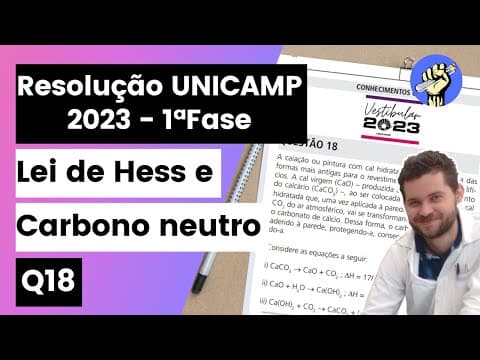 Thumbnail da aula: ✏️UNICAMP 2023 | A caiação ou pintura com cal hidratada (Ca(OH)2) é uma das formas mais antigas para