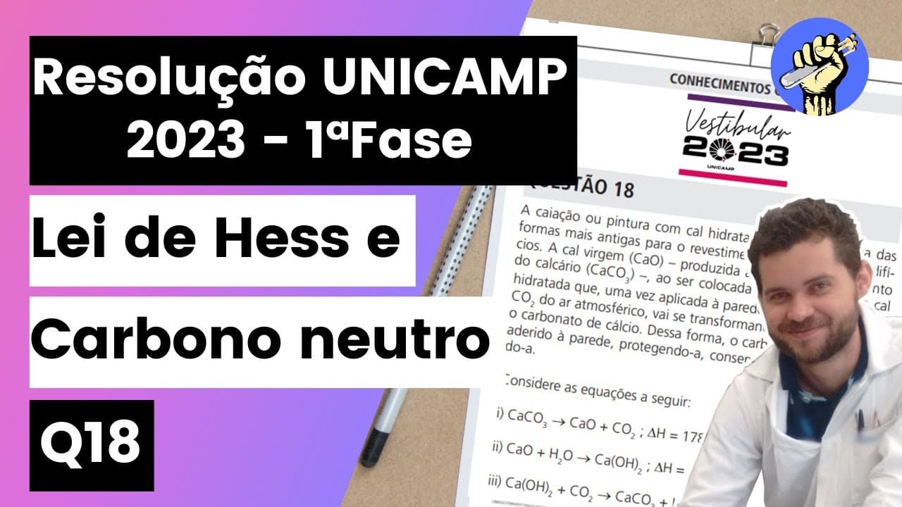 Thumbnail: ✏️UNICAMP 2023 | A caiação ou pintura com cal hidratada (Ca(OH)2) é uma das formas mais antigas para