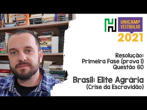 Thumbnail da aula: Resolução: Unicamp 2021 História Q60 (Elite Agrária / Crise da Escravidão no Brasil)