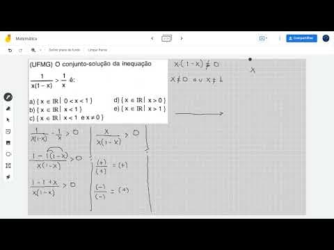 Thumbnail da aula: (UFMG) O conjunto-solução da inequação 1/[x/(1 - x)] maior do que 1/x é: