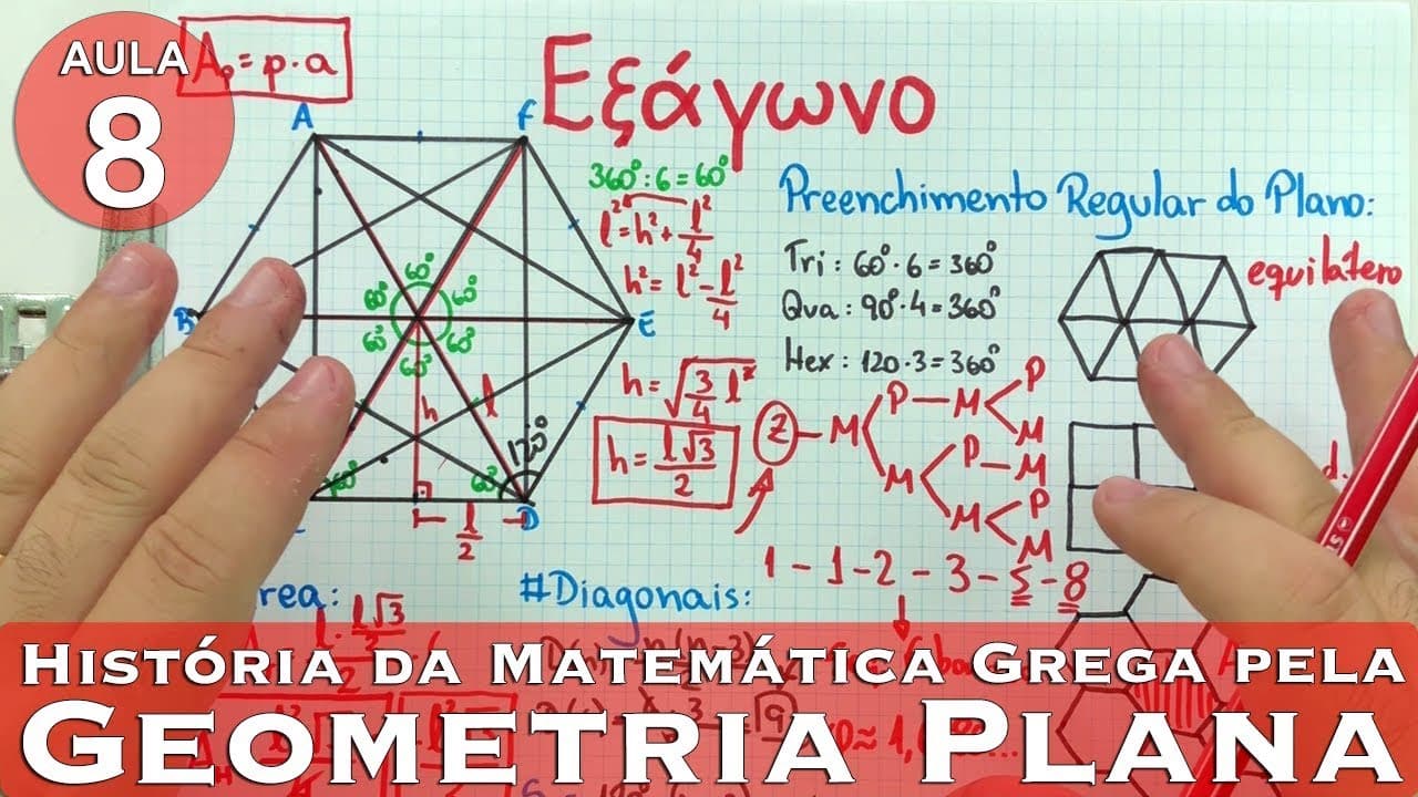 Thumbnail: ⭐️ HEXÁGONO Preenchimento Regular do Plano e FIBONACCI | História da Matemática Grega | Aula 8