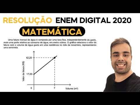 Thumbnail da aula: ENEM DIGITAL 2020 - Uma fatura mensal de água é composta por uma taxa fixa, independentemente do